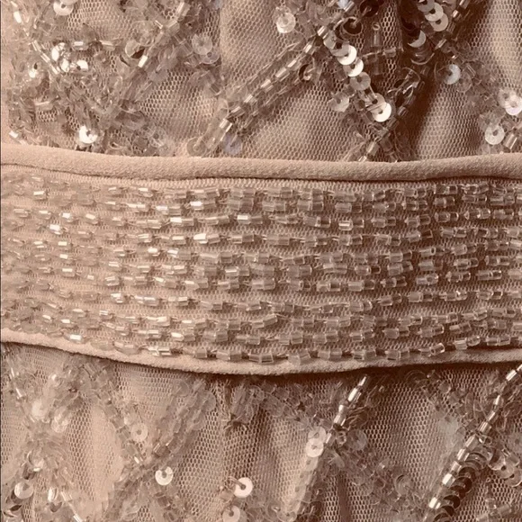Aidan Mattox x BHLDN Amsterdam 2 & 6 Pale Pink Allover Beads Sequins Mini Dress